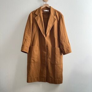 Zara Long Cotton Pocket Coat